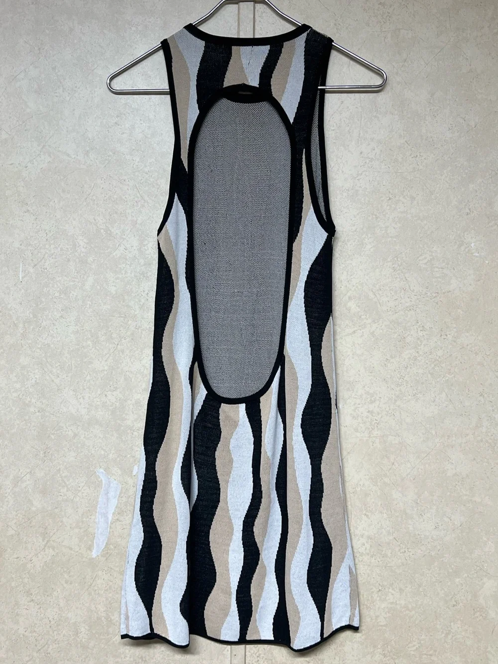 Show Me Your MuMu Sweeney sweater dress squiggle stripe knit dress open back - Picture 5 of 12